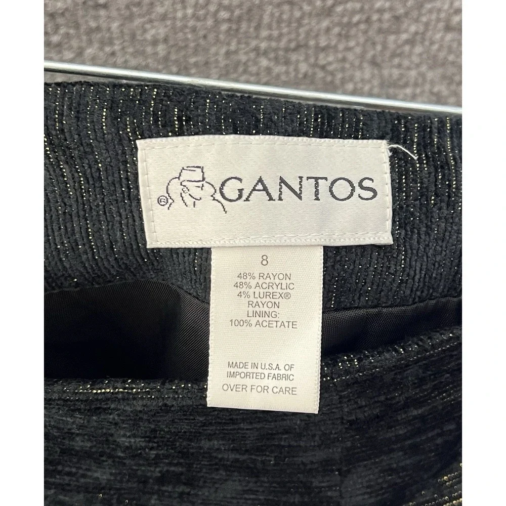 Vintage Gantos Straight Pencil Skirt Womens Size 8 Black Gold Metallic Textured